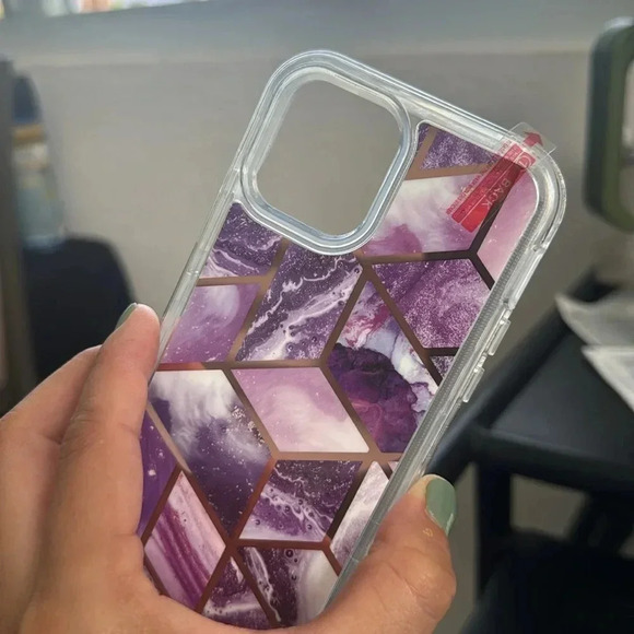 Clear Marble Purple  Case – iPhone 12\ 12 Pro - Picture 4 of 6